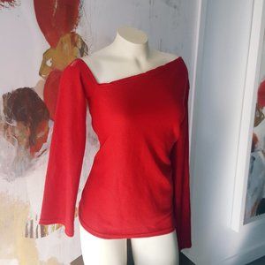 Red Cotton cold shoulder top